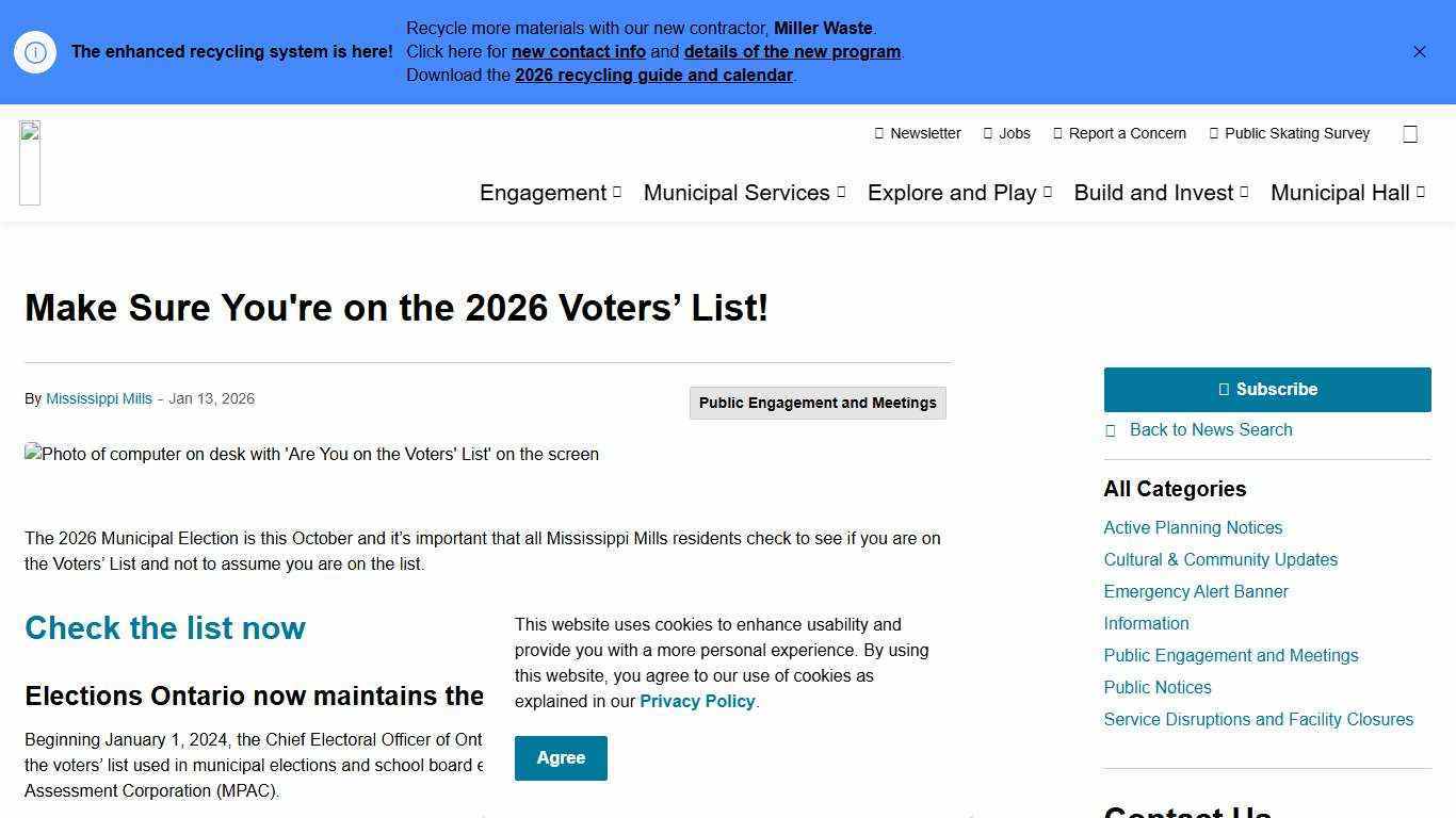 Make Sure You're on the 2026 Voters’ List! | Mississippi Mills